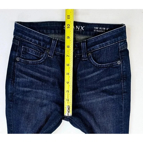 Spanx Size 24X33 Women's The Slim-X Straight Blue Denim Red Rivet Logo Jeans - Picture 3 of 13